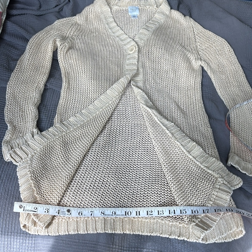 Garnet Hill Linen Cardigan Sweater Size Small Beige - Picture 9 of 12